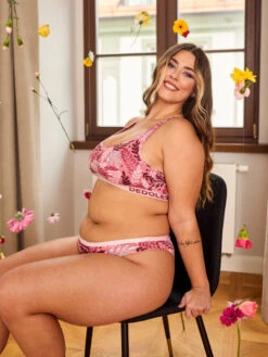 Lustige Damenbralette Rosa Blätter -Dedoles Pink Leaves 3