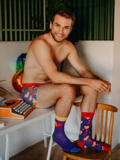 Lustige Boxershorts Für Männer Bunte Liebe -Dedoles Rainbow Hearts 2