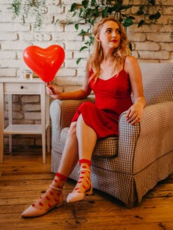 Lustige Nylonsocken Rote Herzen -Dedoles Red Hearts 3