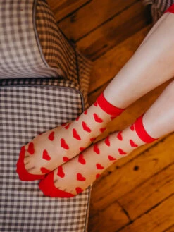 Lustige Nylonsocken Rote Herzen -Dedoles Red Hearts 7