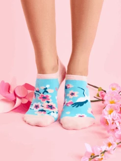 Lustige Sneakersocken Sakura Und Reiher -Dedoles Sakura Heron 1