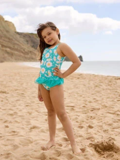 Lustiger Badeanzug Für Mädchen Sommer-Gänseblümchen -Dedoles Summer Daisy 2