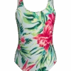 Lustiger Einteiliger Damenbadeanzug Tropische Blumen