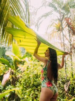 Lustiger Einteiliger Damenbadeanzug Tropische Blumen -Dedoles Tropical Flowers 11