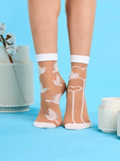 Lustige Nylonsocken Weiße Tauben -Dedoles White Doves 3