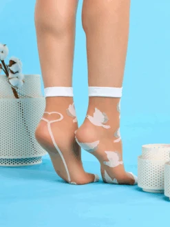 Lustige Nylonsocken Weiße Tauben -Dedoles White Doves 4