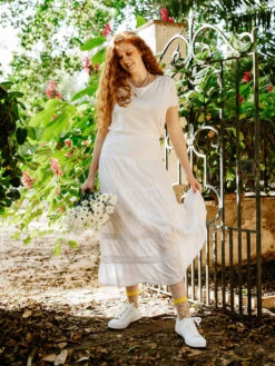 Lustige Nylonsocken Weiße Blätter -Dedoles White Leaves 1