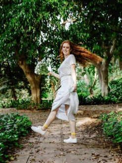 Lustige Nylonsocken Weiße Blätter -Dedoles White Leaves 3