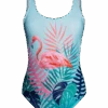 Lustiger Einteiliger Damenbadeanzug Wilder Flamingo -Dedoles Wild Flamingo 1