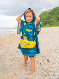 Lustiger Strandponcho Für Kinder Gelbes U-Boot -Dedoles Yellow Submarine 3